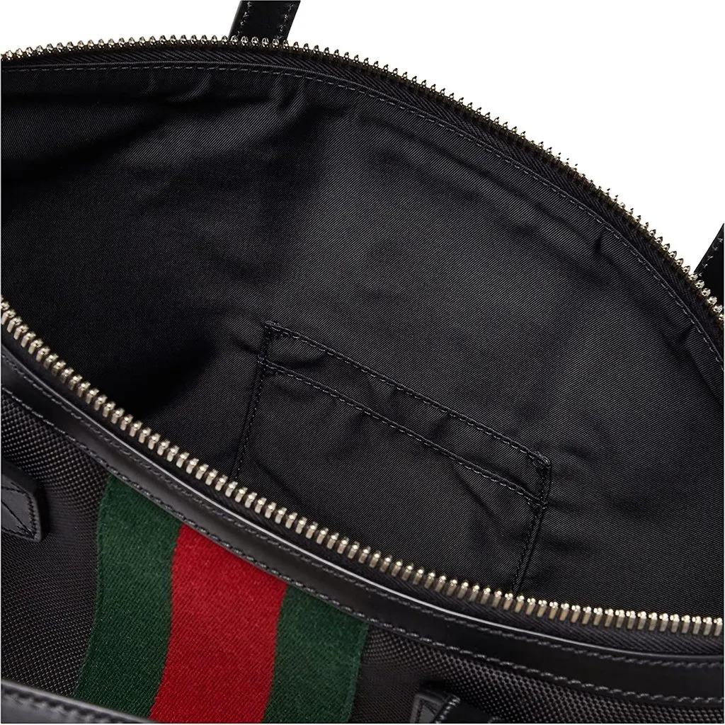 Gucci Techno Web Stripe Black Canvas Large Duffle Bag Crossbody Travel Bag Black Canvas Never worn - Box View