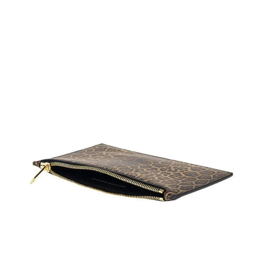 Saint Laurent Leopard Printed Calfskin Leather Small Pouch Black Leather Never worn - Model View