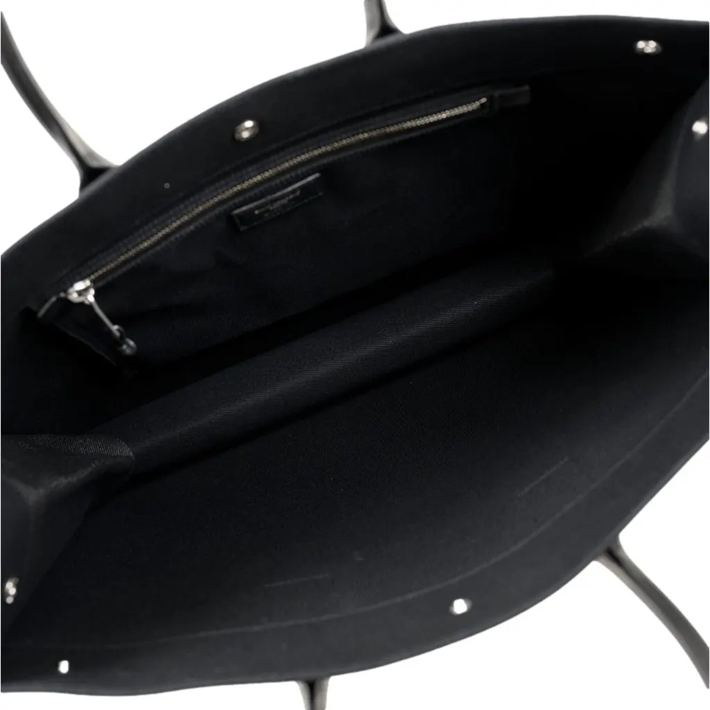 Saint Laurent Rive Gauche Black Canvas Leather Trim Tote Bag Black Leather Never worn - Inside View
