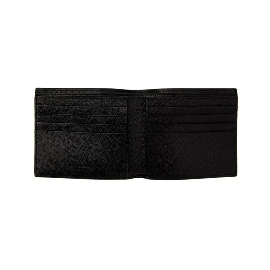Saint Laurent BabyCat Leopard Print Black and White Leather Bifold Wallet Black Leather Never worn - Inside View