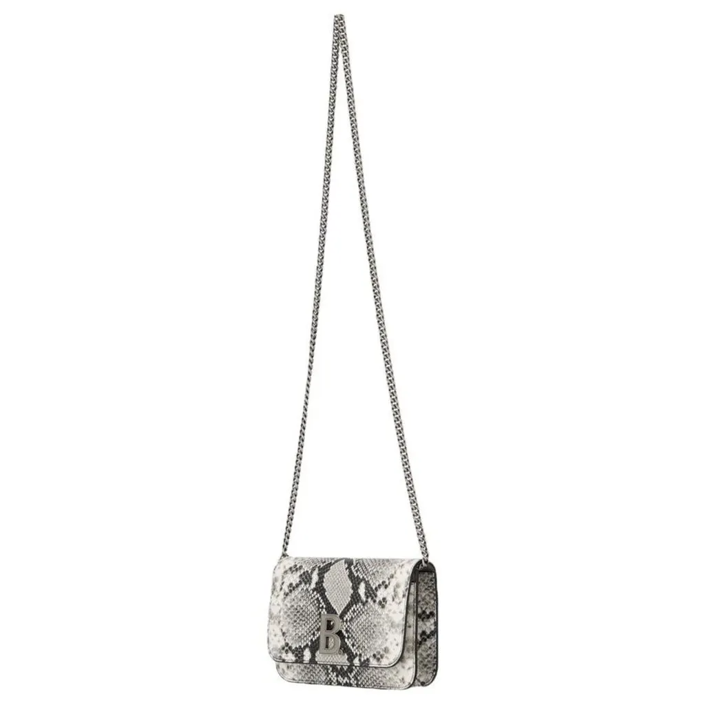 Balenciaga B Python Print Calfskin Leather Wallet on Chain Bag Grey Leather Never worn - Model View