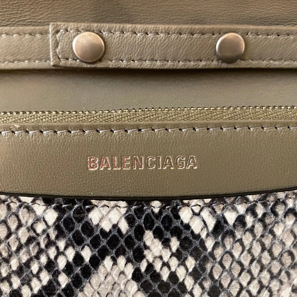 Balenciaga B Python Print Calfskin Leather Wallet on Chain Bag Grey Leather Never worn - Box View