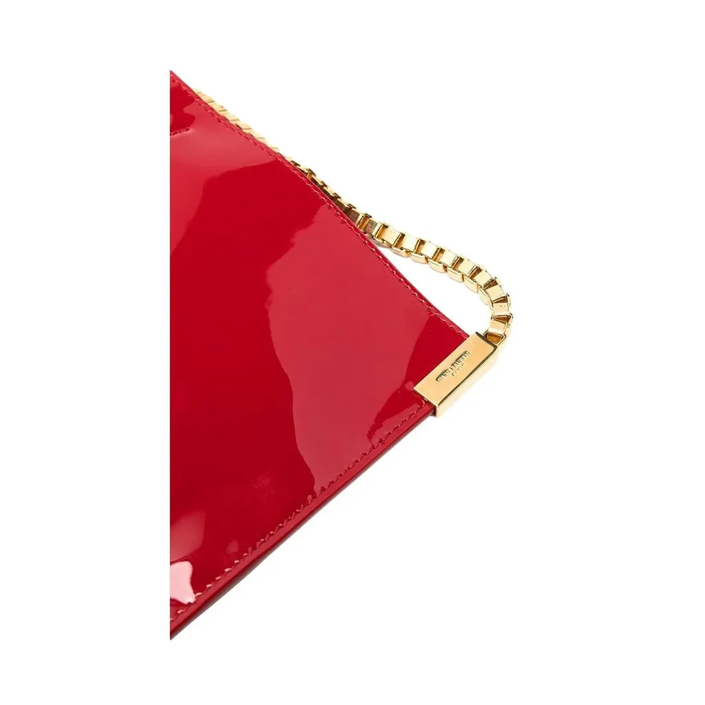 Saint Laurent Suzanne Red Patent Leather Small Chain Hobo Bag Red Leather Never worn - Box View