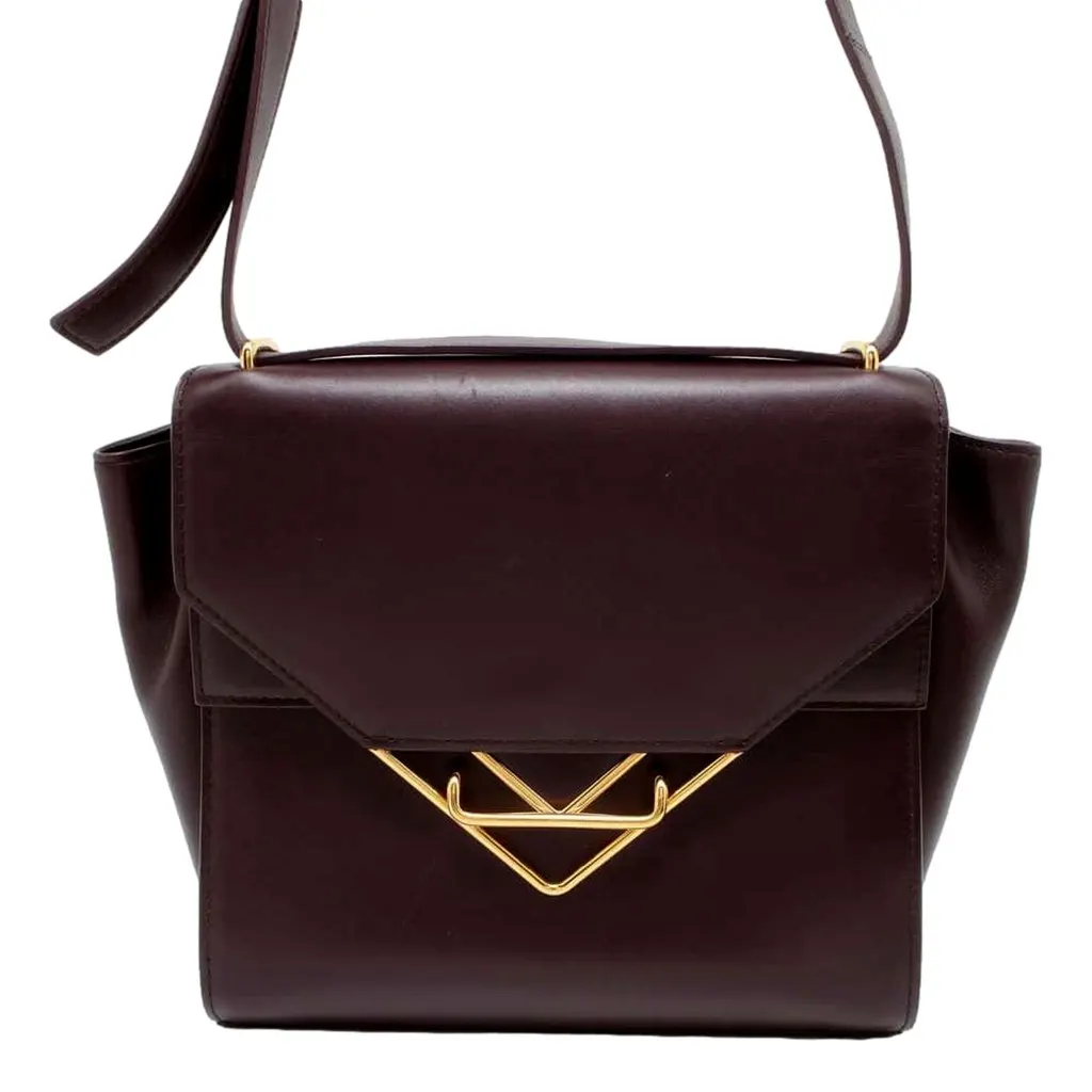 Bottega Veneta The Clip Grape Purple Calfskin Leather Shoulder Crossbody Bag Purple Leather Never worn - Front View