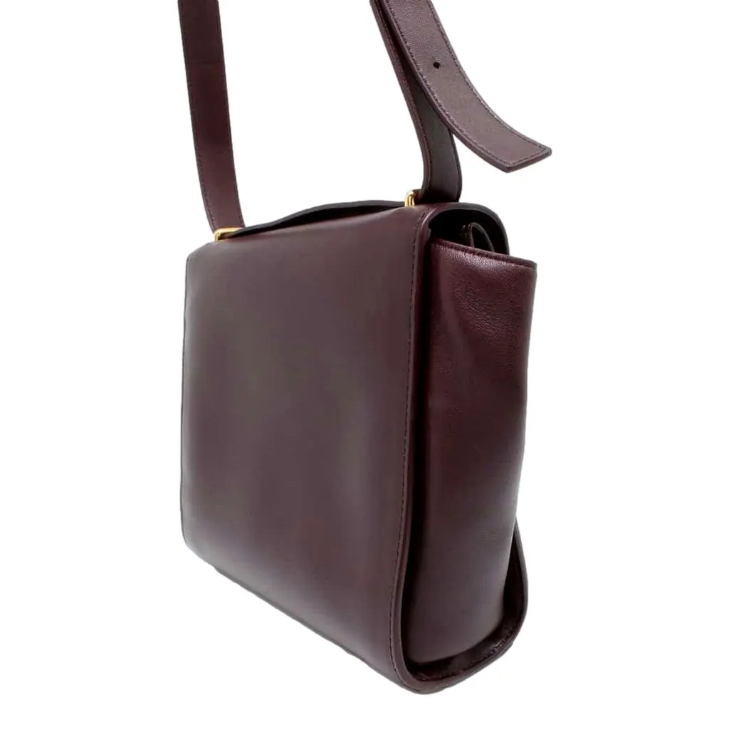 Bottega Veneta The Clip Grape Purple Calfskin Leather Shoulder Crossbody Bag Purple Leather Never worn - Back View