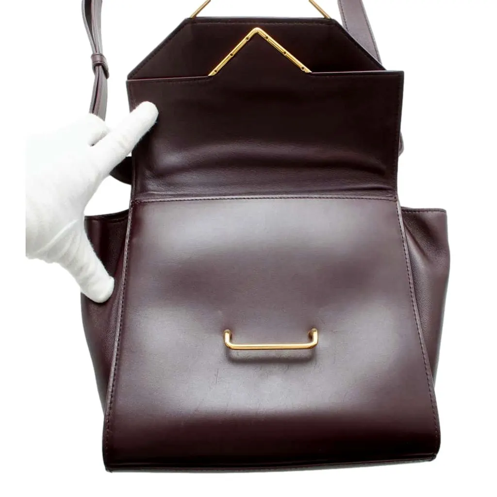 Bottega Veneta The Clip Grape Purple Calfskin Leather Shoulder Crossbody Bag Purple Leather Never worn - Model View
