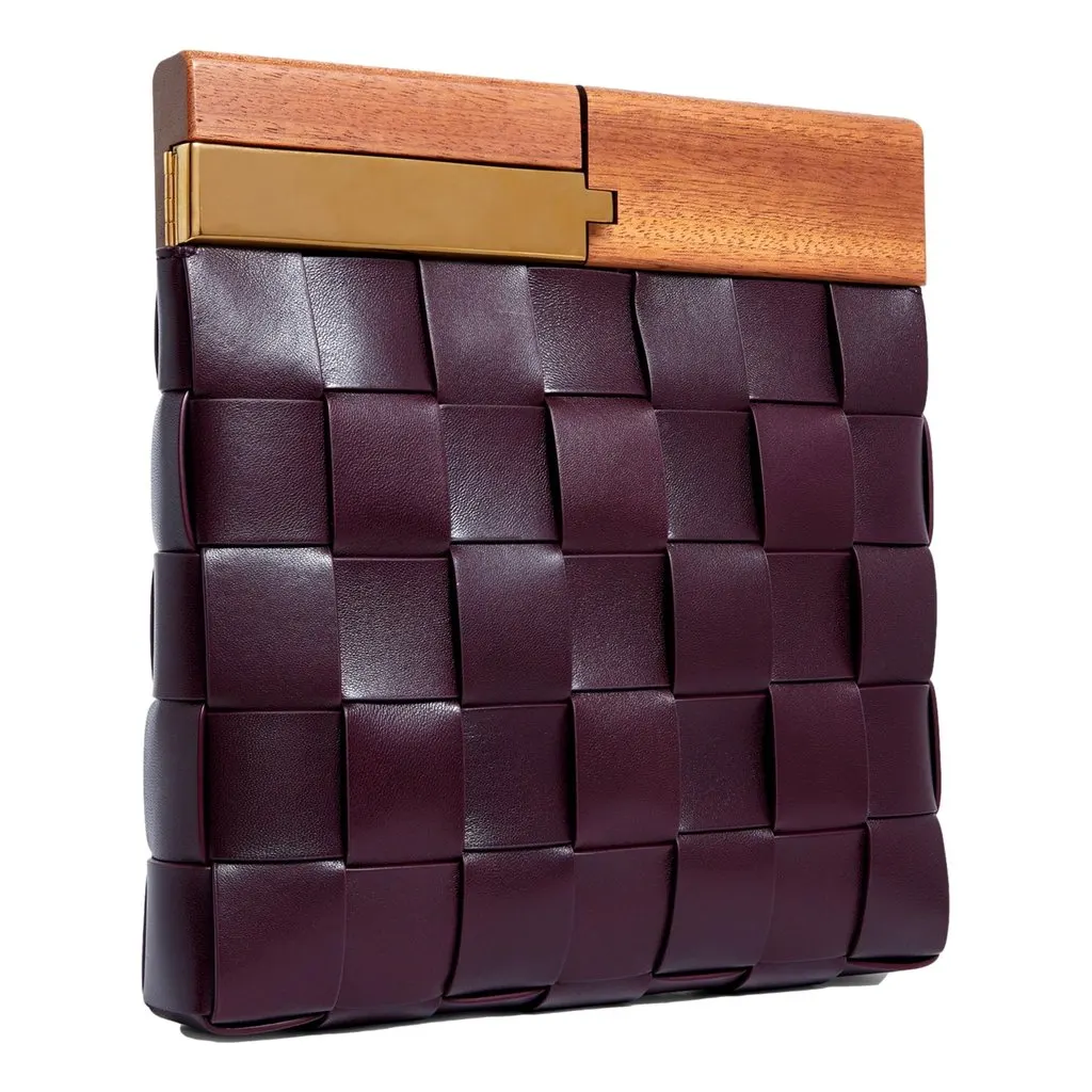 Bottega Veneta Bottega Veneta 'BV SNAP' Burgundy Mogano Grape Handbag Purple Leather Never worn - Front View