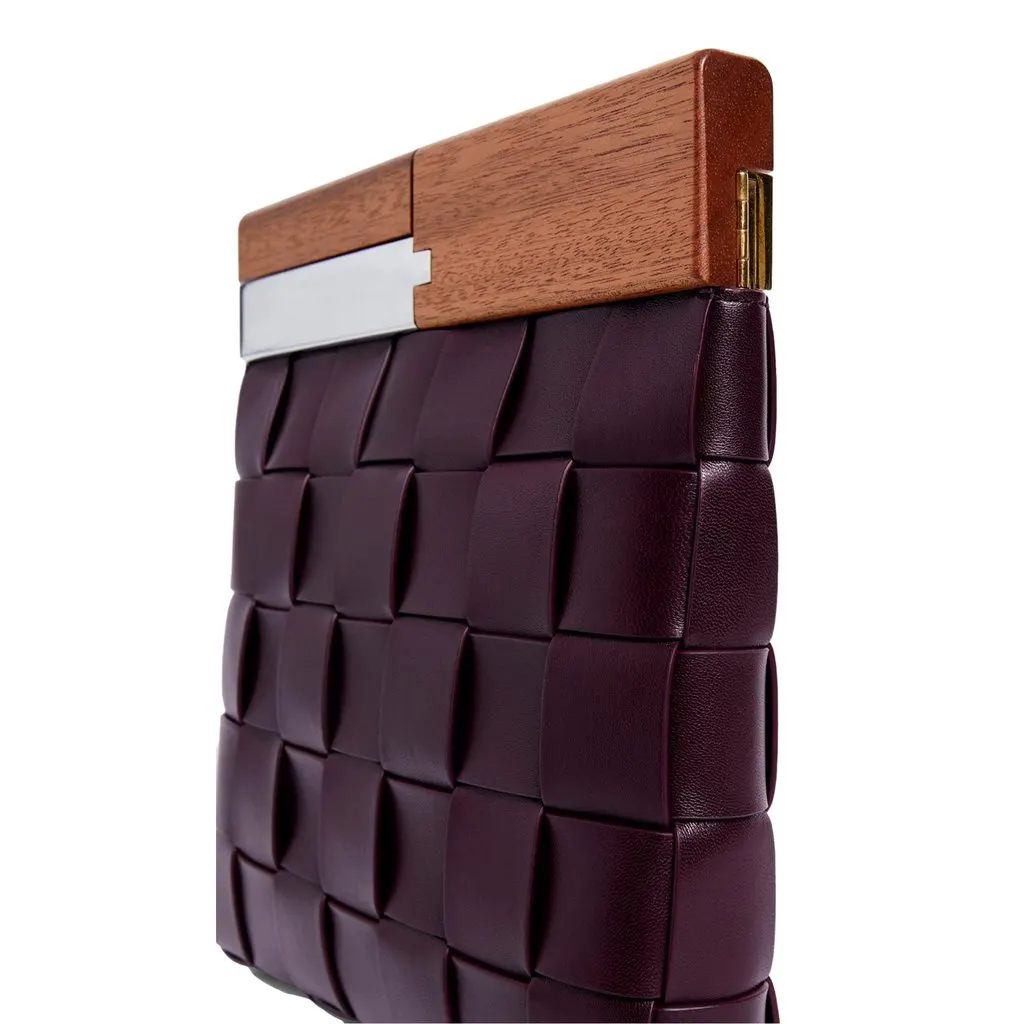 Bottega Veneta Bottega Veneta 'BV SNAP' Burgundy Mogano Grape Handbag Purple Leather Never worn - Back View