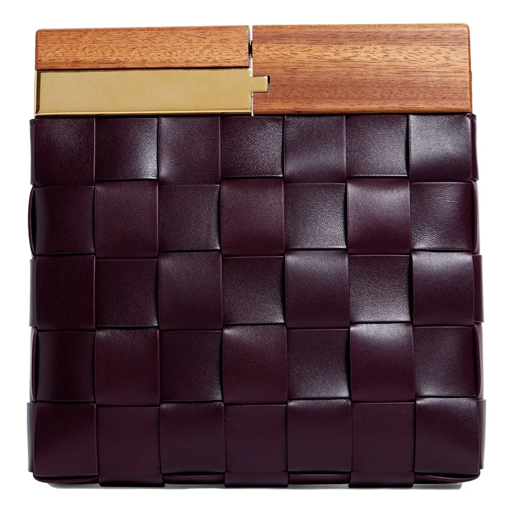 Bottega Veneta Bottega Veneta 'BV SNAP' Burgundy Mogano Grape Handbag Purple Leather Never worn - Model View