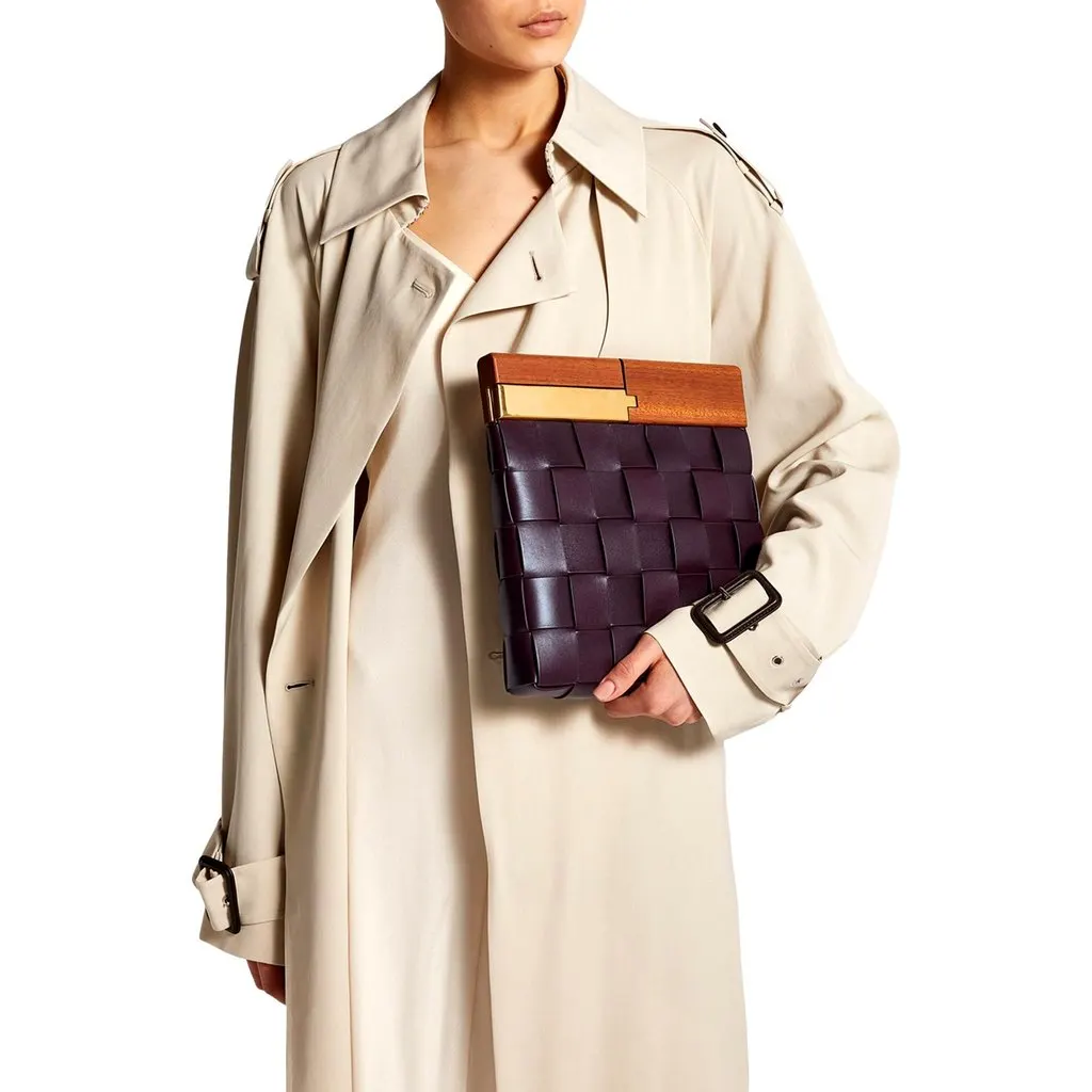 Bottega Veneta Bottega Veneta 'BV SNAP' Burgundy Mogano Grape Handbag Purple Leather Never worn - Box View