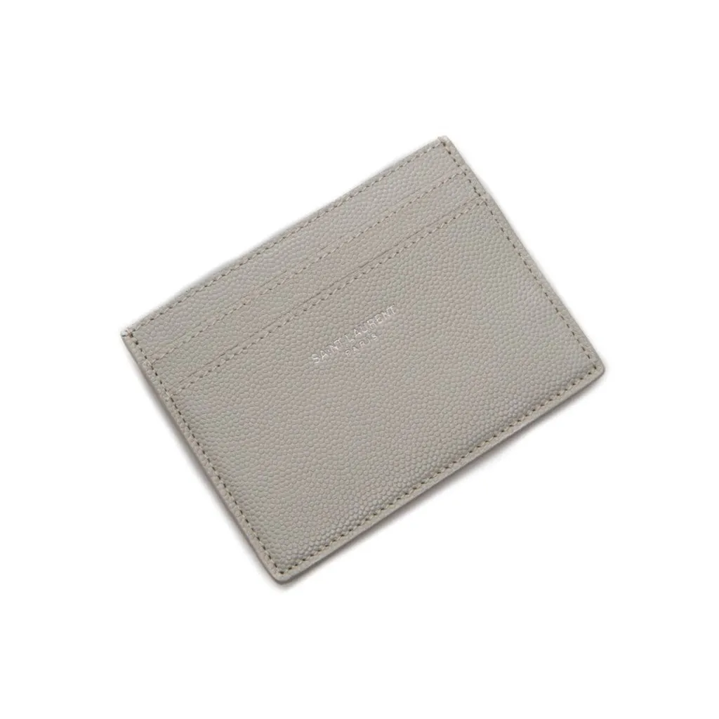 Saint Laurent Grey Grain de Poudre Leather Credit Card Case Wallet Grey Leather Never worn - Inside View