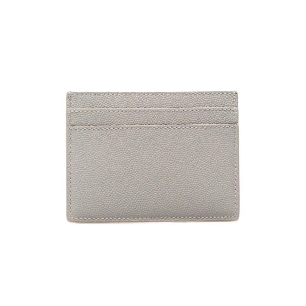 Saint Laurent Grey Grain de Poudre Leather Credit Card Case Wallet Grey Leather Never worn - Model View
