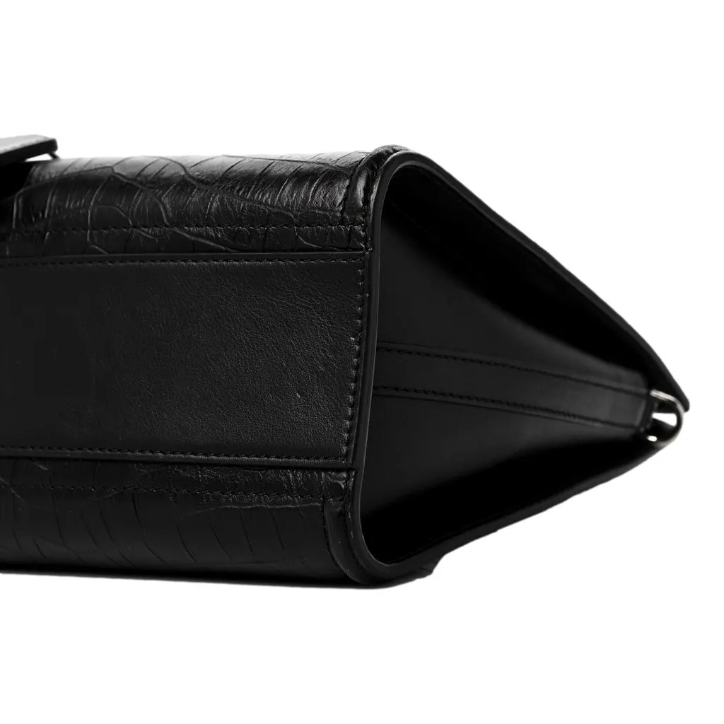 Alexander McQueen The Short Story Black Croc Print Leather Satchel Black Leather Never worn - Inside View
