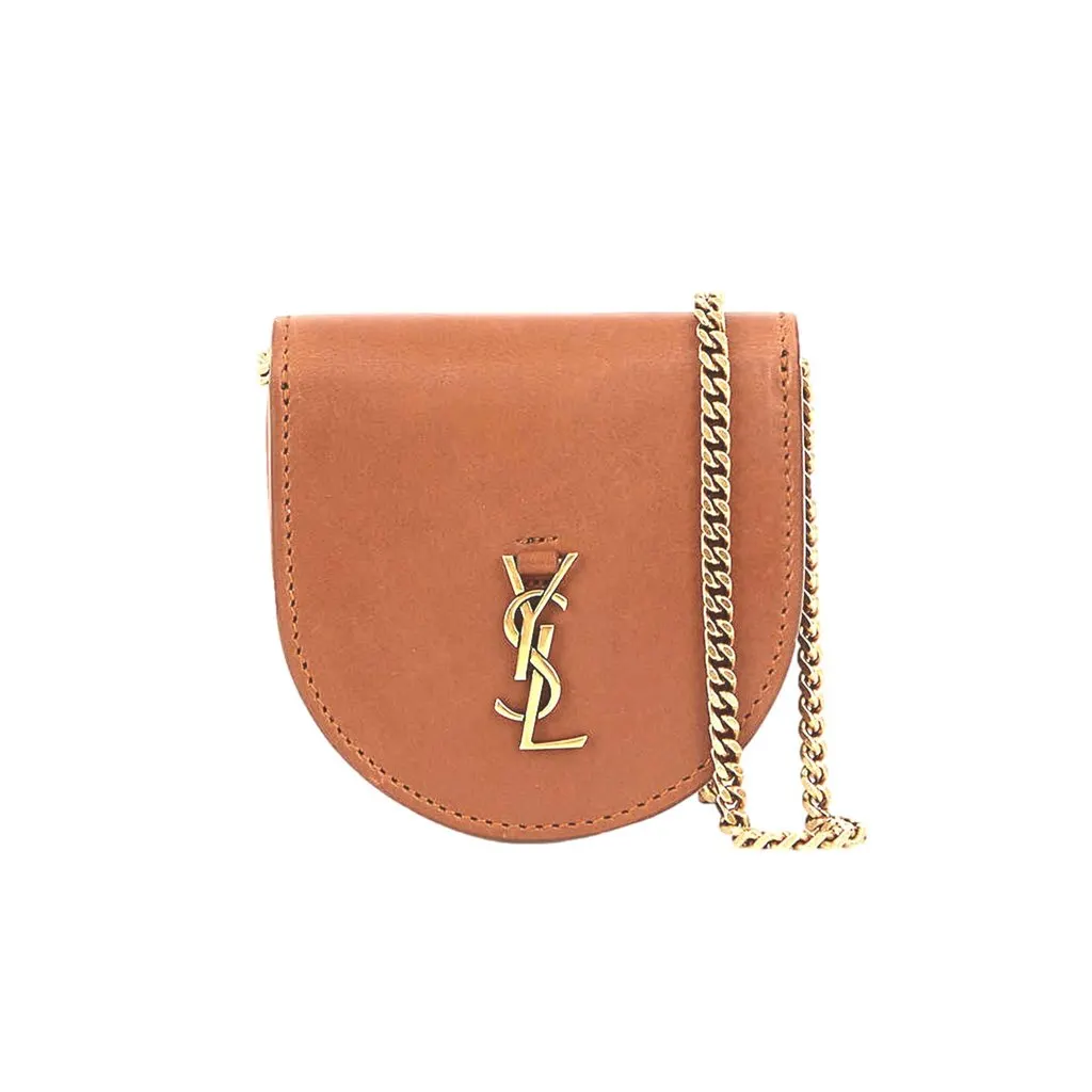 Saint Laurent Baby Kaia Satchel Brown Smooth Leather Micro Bag Brown Leather Never worn - Front View