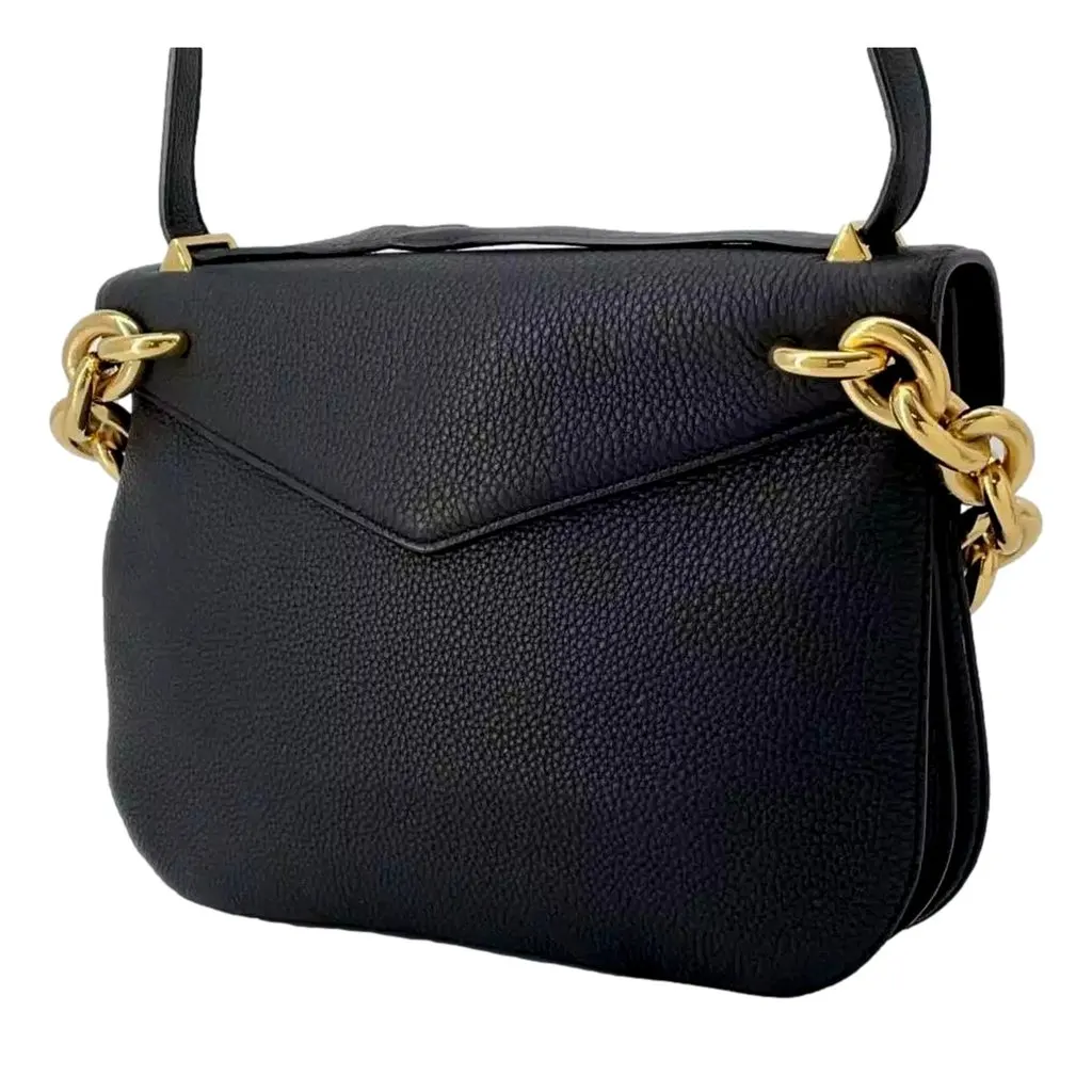 Bottega Veneta Mount Medium Envelope Black Leather Shoulder Bag Gold Chain Gold Leather Never worn - Inside View
