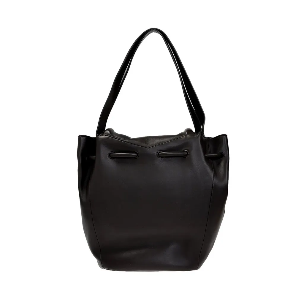 Bottega Veneta Beak Large Black Calfskin Shoulder Bag Black Leather Never worn - Inside View