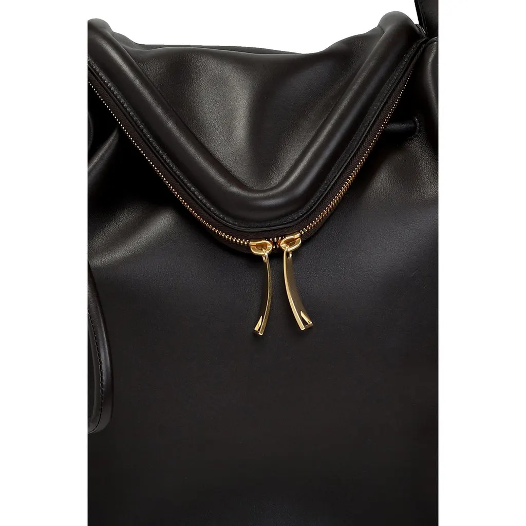 Bottega Veneta Beak Large Black Calfskin Shoulder Bag Black Leather Never worn - Box View