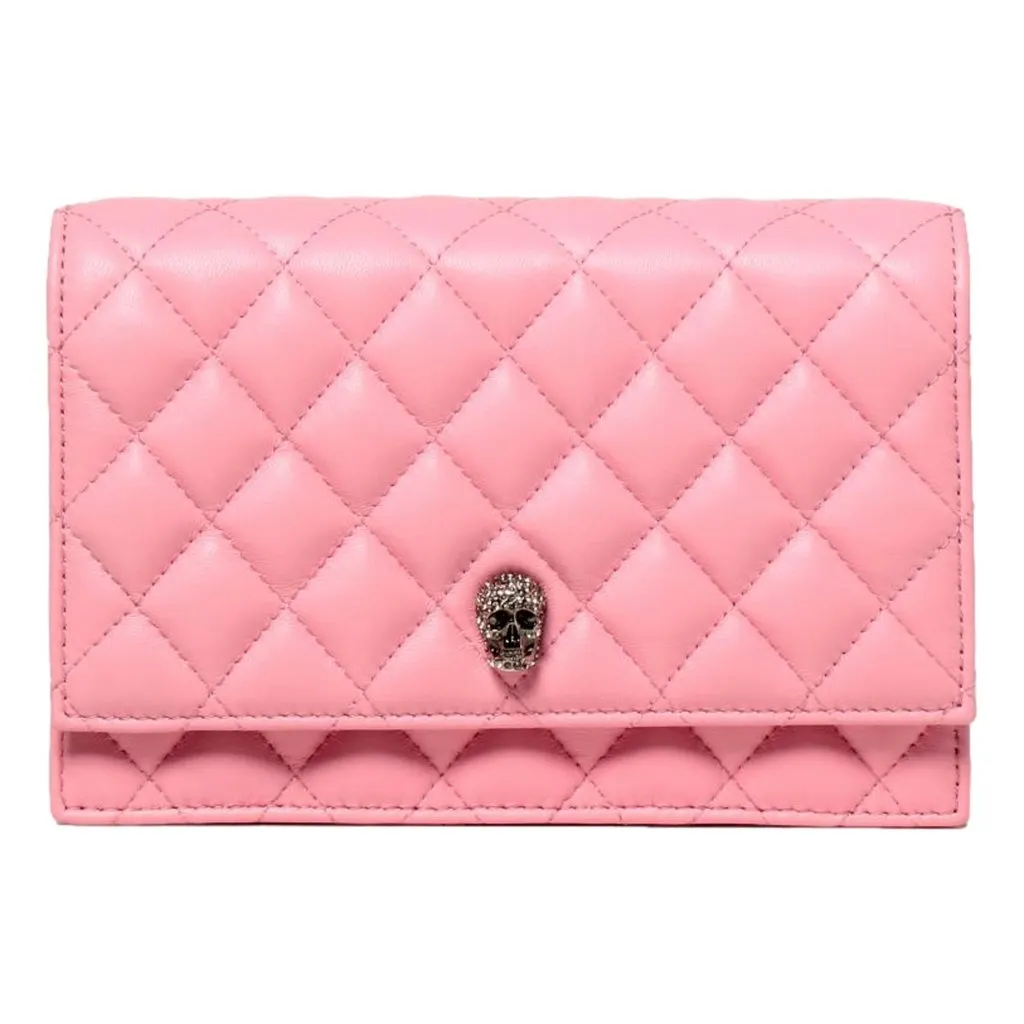 Alexander McQueen Pink Quilted Leather Skull Shoulder Bag Pink Leather Never worn - Front View