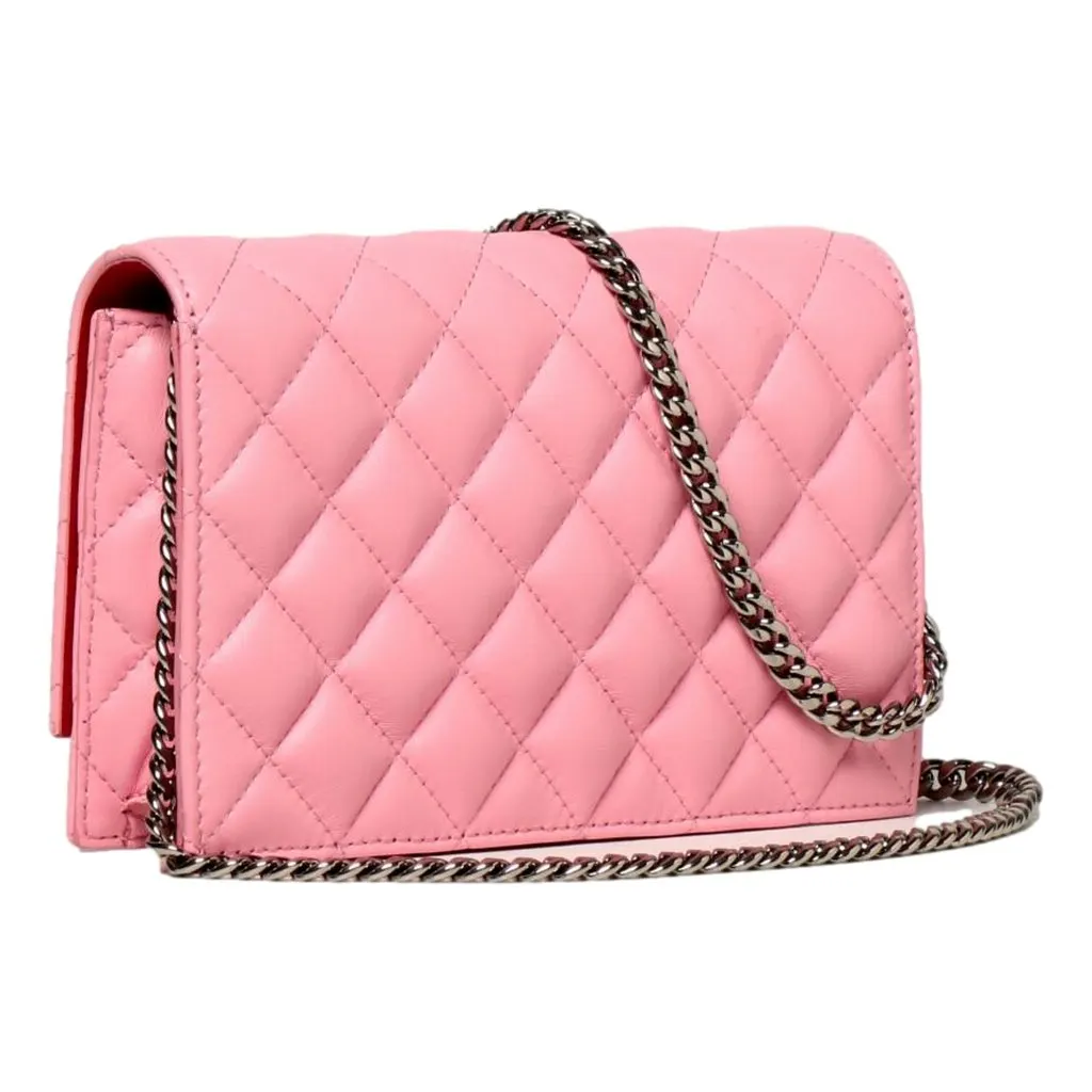 Alexander McQueen Pink Quilted Leather Skull Shoulder Bag Pink Leather Never worn - Model View