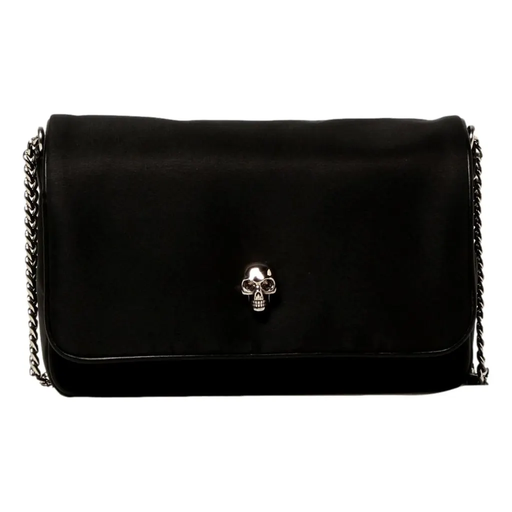 Alexander McQueen Small Black Nylon Skull Shoulder Bag Black Leather Never worn - Front View