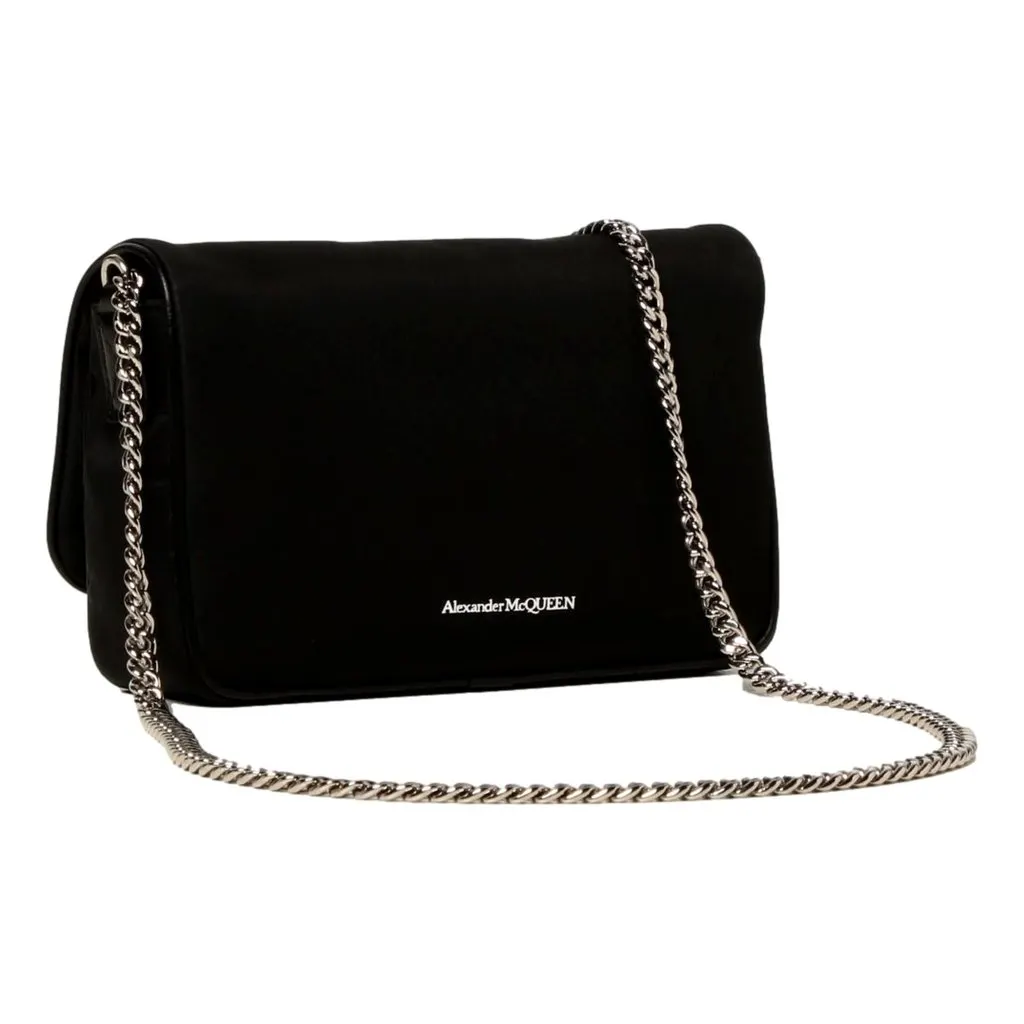 Alexander McQueen Small Black Nylon Skull Shoulder Bag Black Leather Never worn - Back View