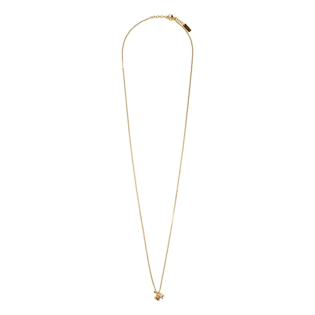 Saint Laurent YSL Logo Long Opyum Twist Necklace Gold Gold Lace Never worn - Front View