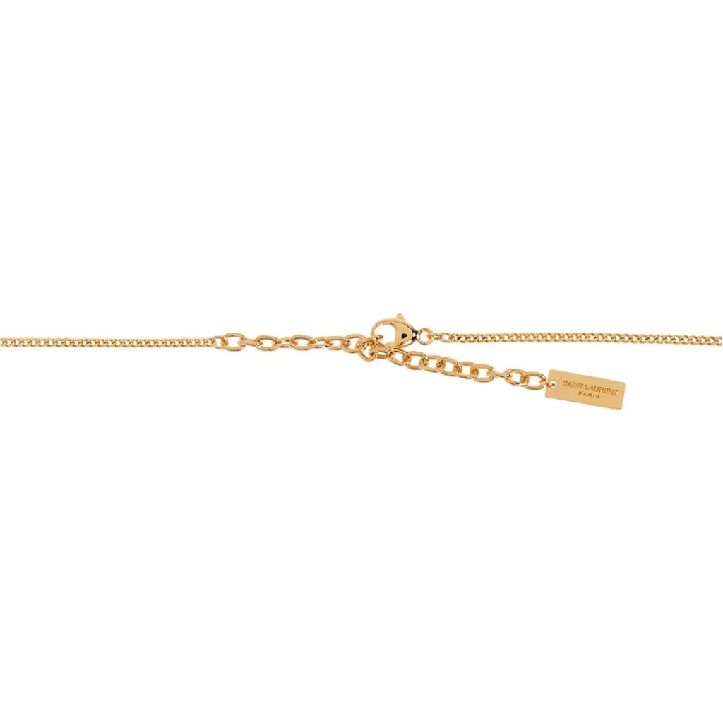 Saint Laurent YSL Logo Long Opyum Twist Necklace Gold Gold Lace Never worn - Back View