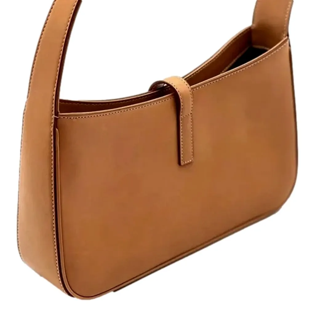 Saint Laurent Le 5 À 7 Small Beige Leather YSL Hobo Shoulder Bag Gold Logo Brown Leather Never worn - Back View