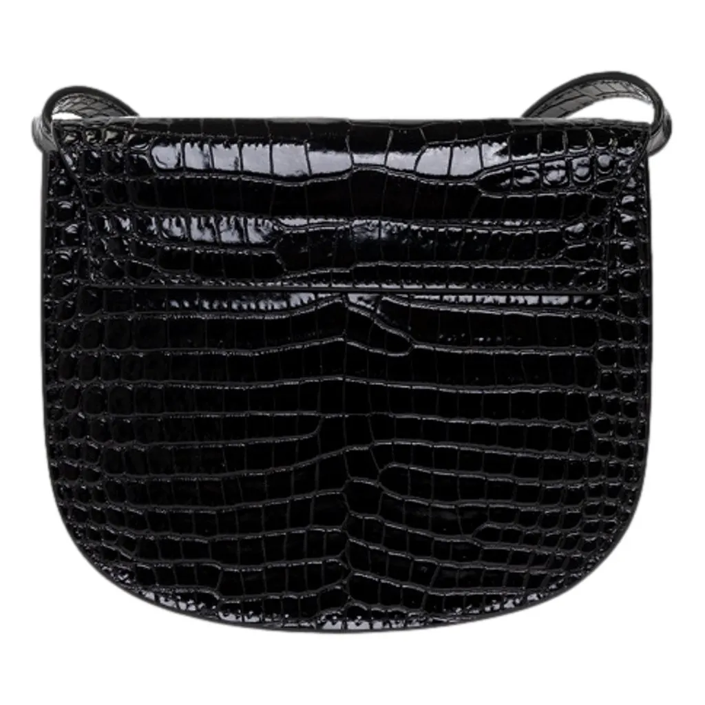 Saint Laurent Kaia Croc Embossed Leather Small Crossbody Bag Black Black Leather Never worn - Inside View