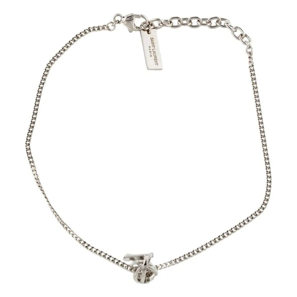 Saint Laurent Monogram Twist Silver Metal Chain Bracelet Silver Never worn - Box View