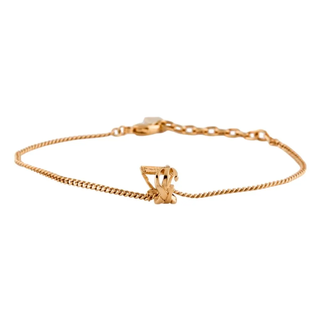 Saint Laurent Monogram Twist Gold Metal Chain Bracelet Gold Never worn - Model View