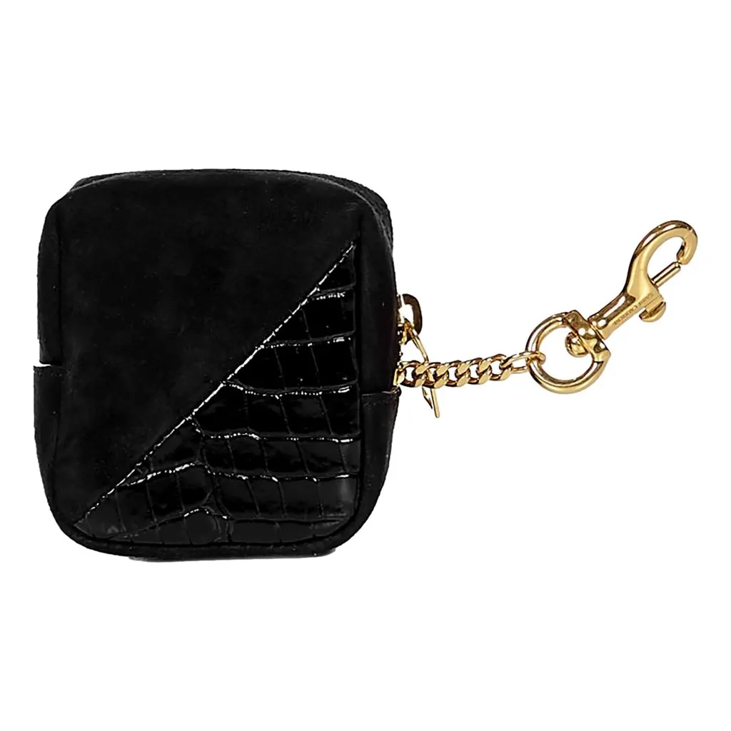 Saint Laurent Jamie YSL Keyring Cube Black Crocodile Print Leather Black Leather Never worn - Back View