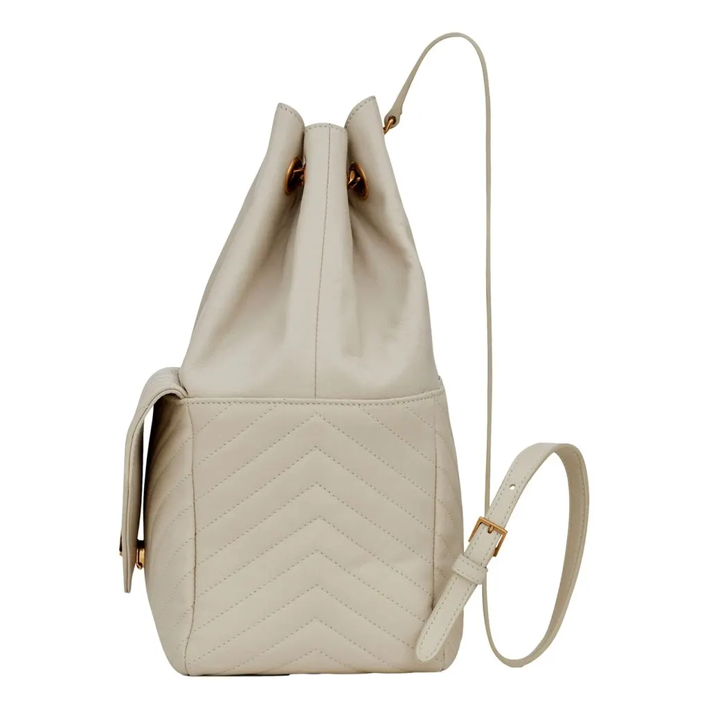 Saint Laurent Saint Laurent Joe White Lambskin Quilted Chevron Chain Strap Backpack White Leather Never worn - Back View