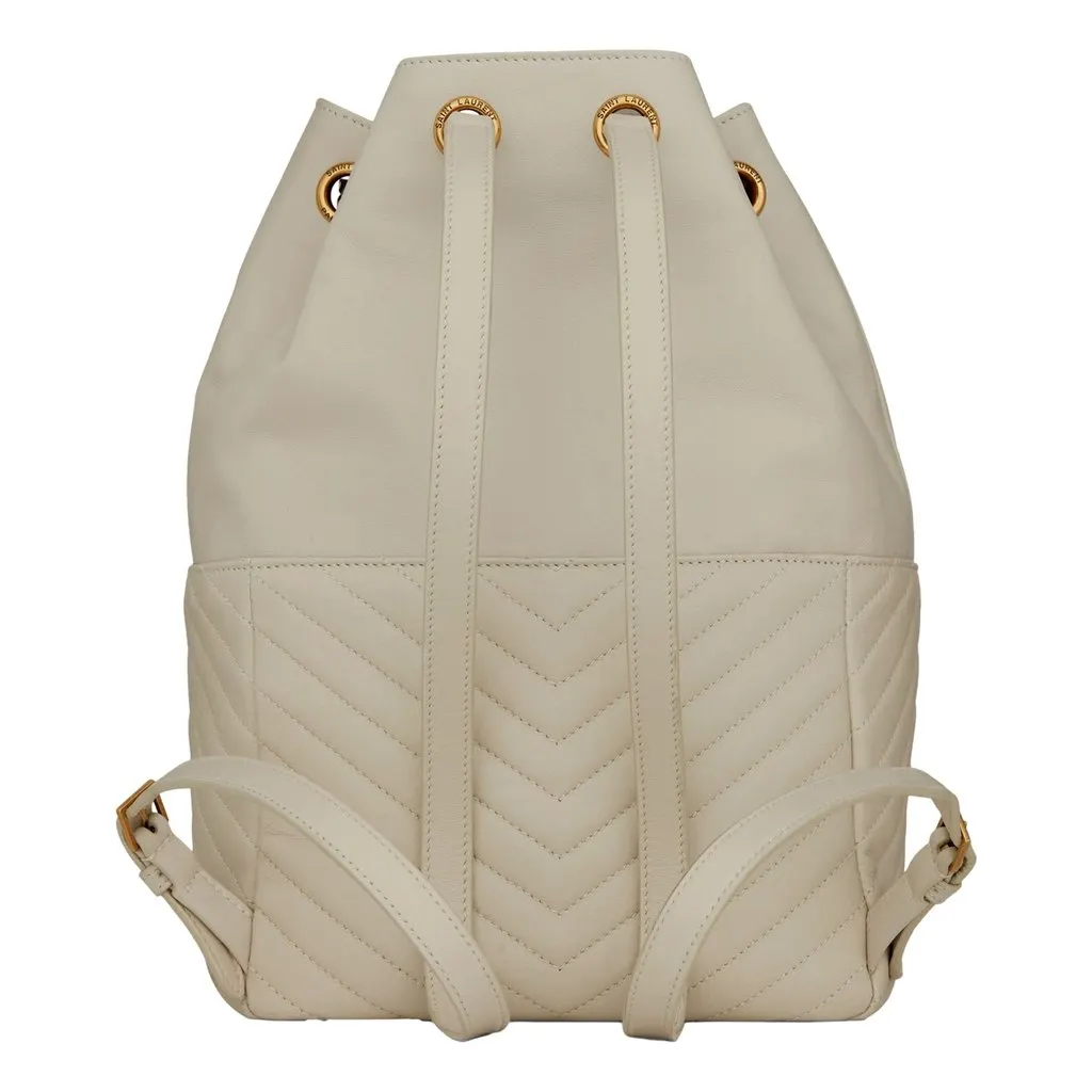 Saint Laurent Saint Laurent Joe White Lambskin Quilted Chevron Chain Strap Backpack White Leather Never worn - Inside View