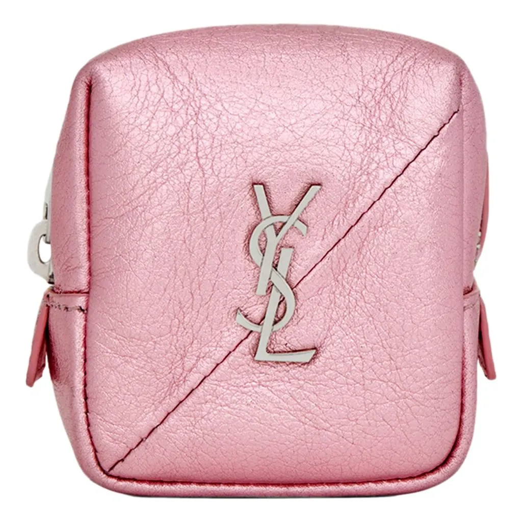 Saint Laurent Saint Laurent Jamie YSL Keyring Cube Pink Leather Pink Leather Never worn - Front View