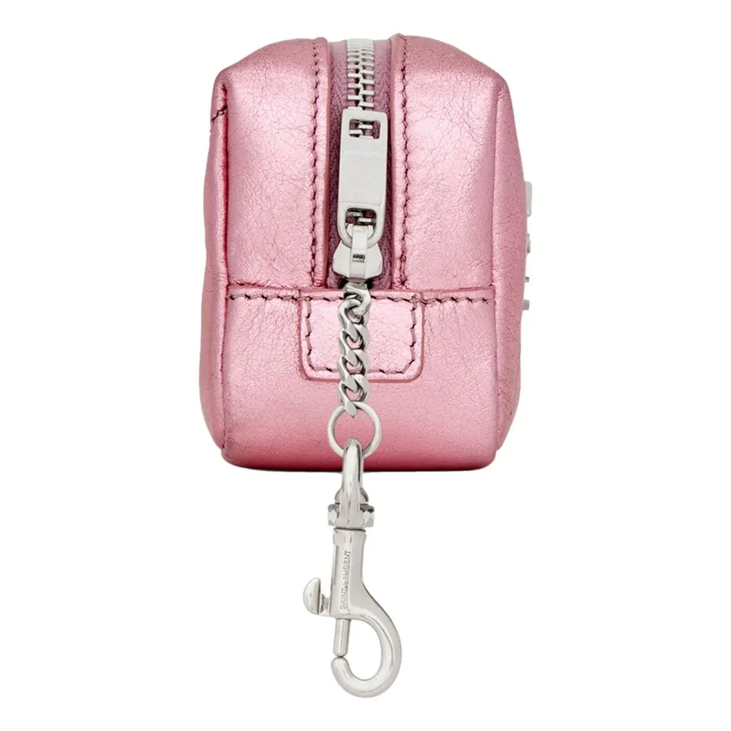 Saint Laurent Saint Laurent Jamie YSL Keyring Cube Pink Leather Pink Leather Never worn - Inside View