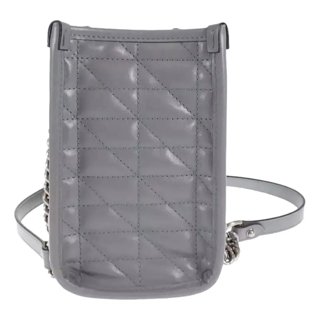 Gucci GG Marmont Silver Medium Chain Shoulder Tote Bag Gray Leather Grey Leather Never worn - Model View