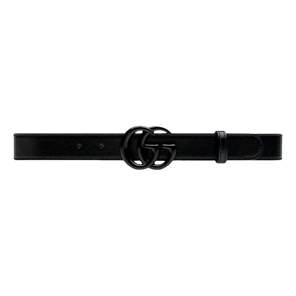 Gucci GG Marmont Monochrome Black Leather Belt 120 Black Leather Never worn - Front View