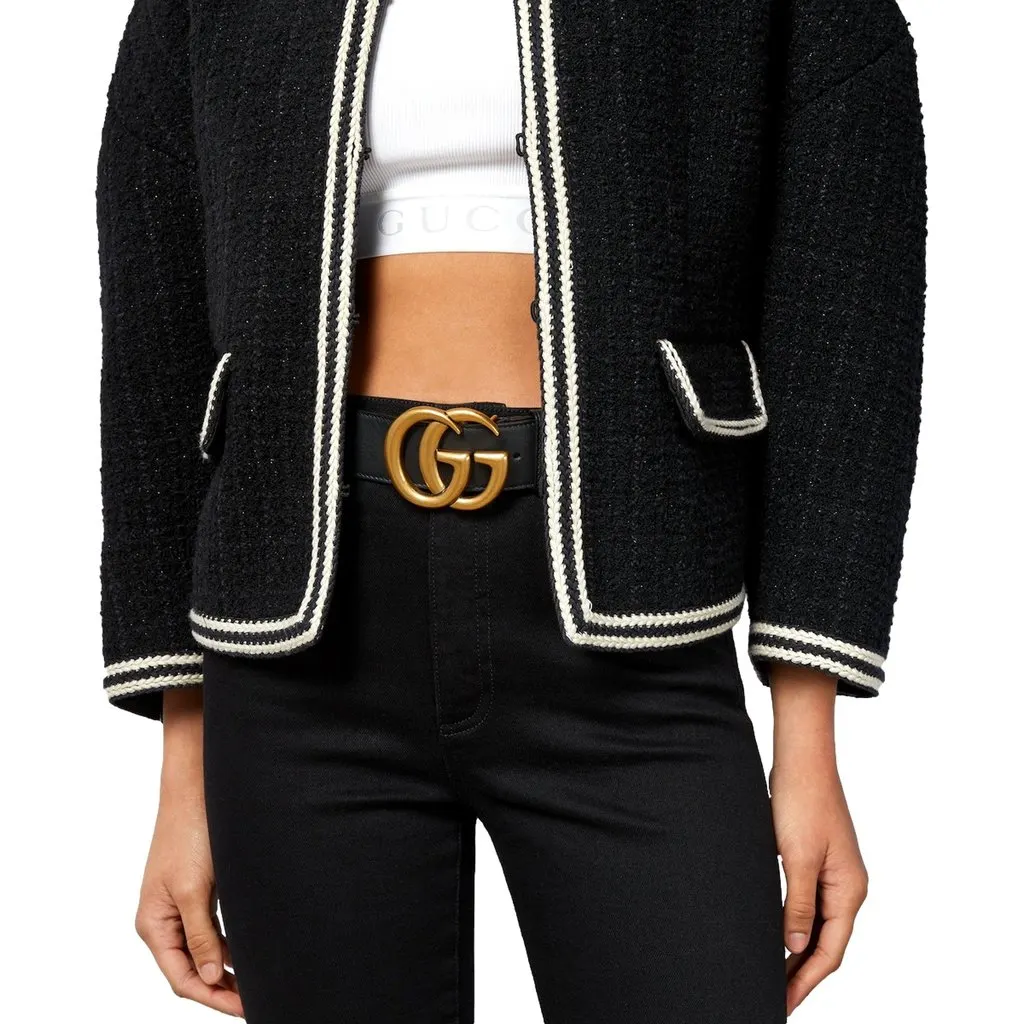 Gucci GG Marmont Wide Belt Size 120 Black Leather Never worn - Inside View
