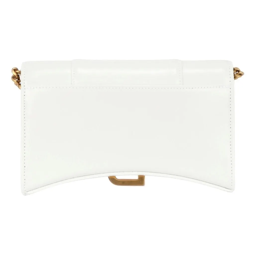 Balenciaga Hourglass White Smooth Calfskin Leather Wallet on Chain Crossbody Bag White Leather Never worn - Back View