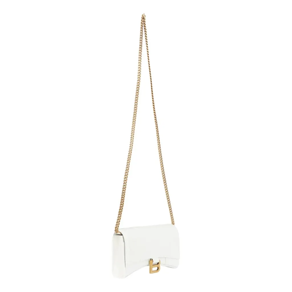 Balenciaga Hourglass White Smooth Calfskin Leather Wallet on Chain Crossbody Bag White Leather Never worn - Model View