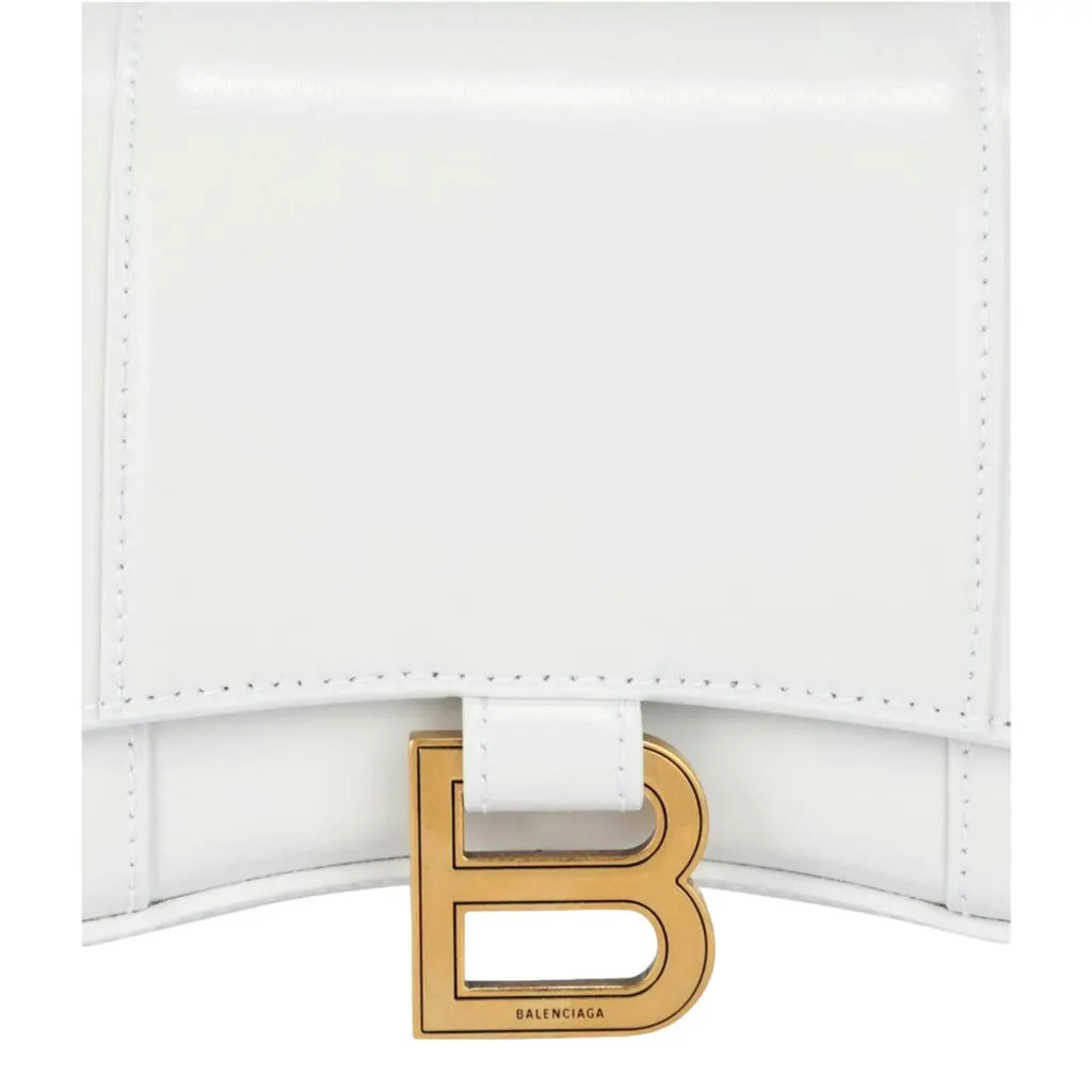 Balenciaga Hourglass White Smooth Calfskin Leather Wallet on Chain Crossbody Bag White Leather Never worn - Box View