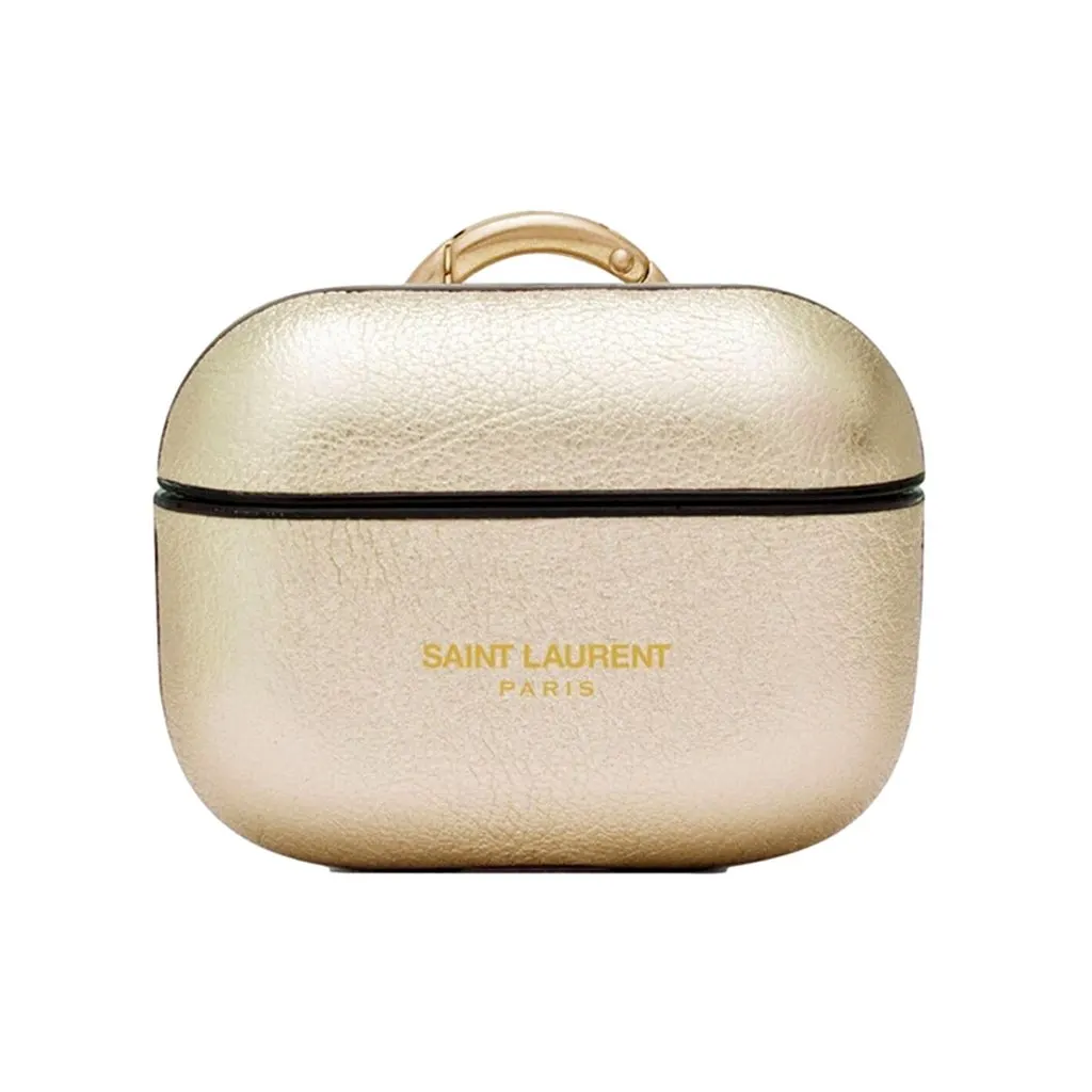 Saint Laurent Metallic Gold Leather Airpods Pro Case Gold Leather Never worn - Front View