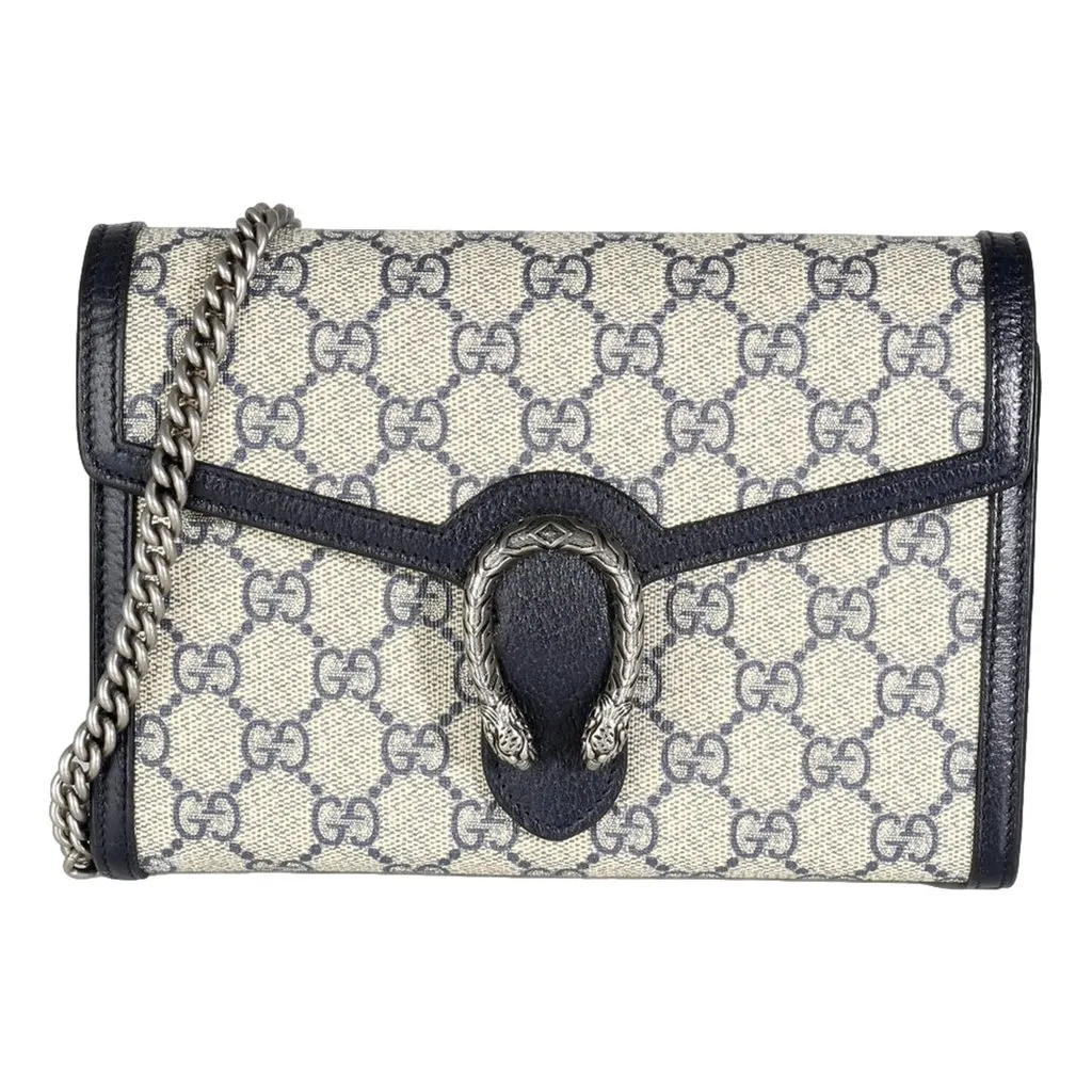 Gucci Navy GG Supreme Canvas Mini Dionysus Chain Wallet Blue Canvas Good - Front View