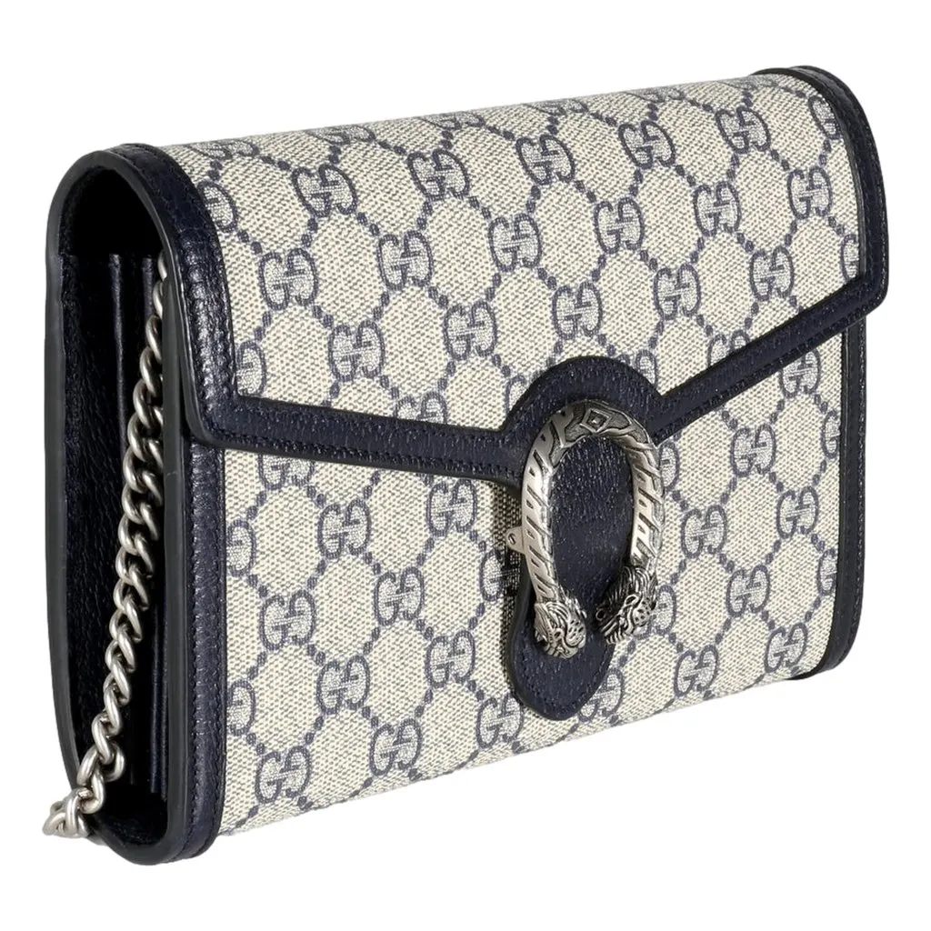Gucci Navy GG Supreme Canvas Mini Dionysus Chain Wallet Blue Canvas Good - Inside View