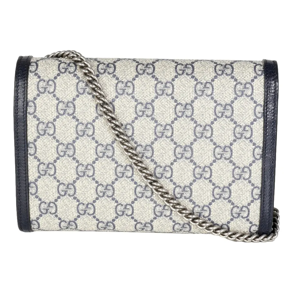 Gucci Navy GG Supreme Canvas Mini Dionysus Chain Wallet Blue Canvas Good - Model View