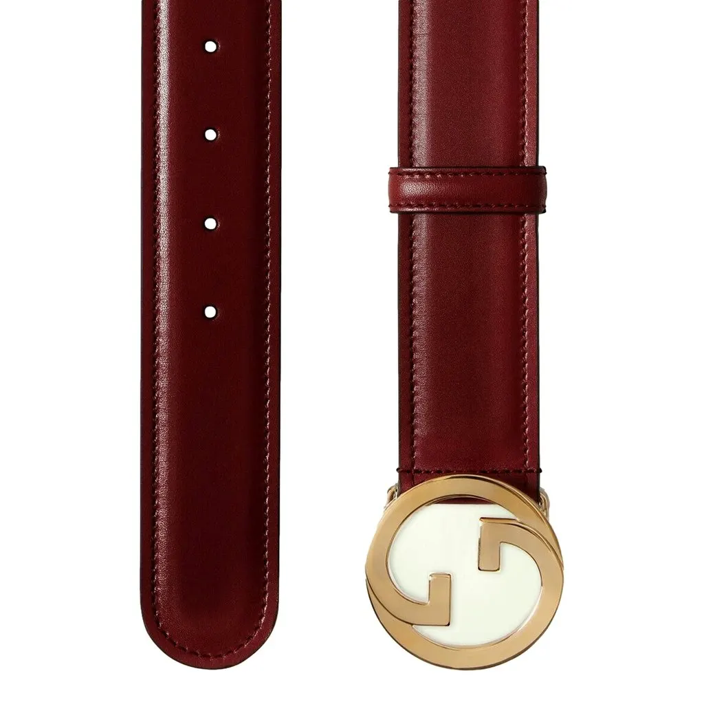 Gucci Blondie Leather Burgundy Gold Buckle Belt 110 Red Leather Never worn - Back View