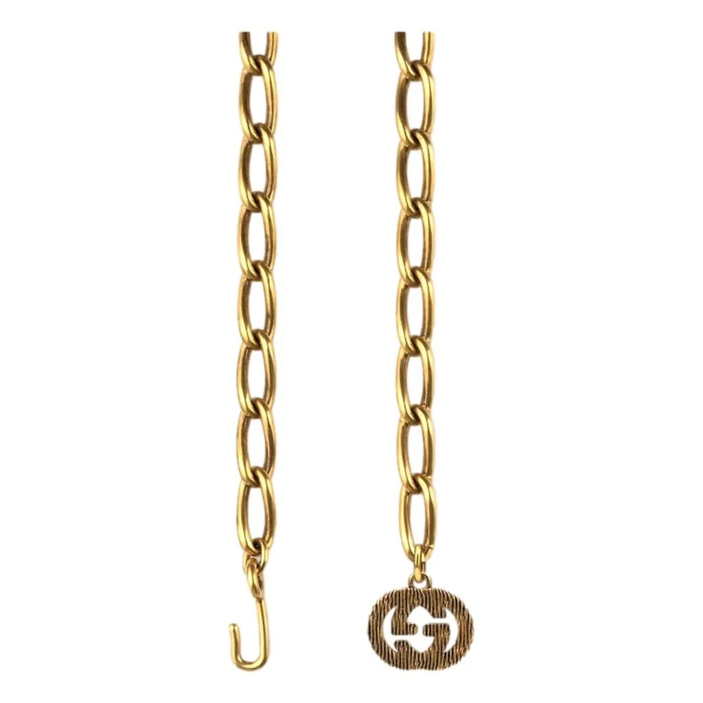 Gucci Gucci Antique Gold-Toned Metal Chain Waist Belt with Interlocking G Size 95