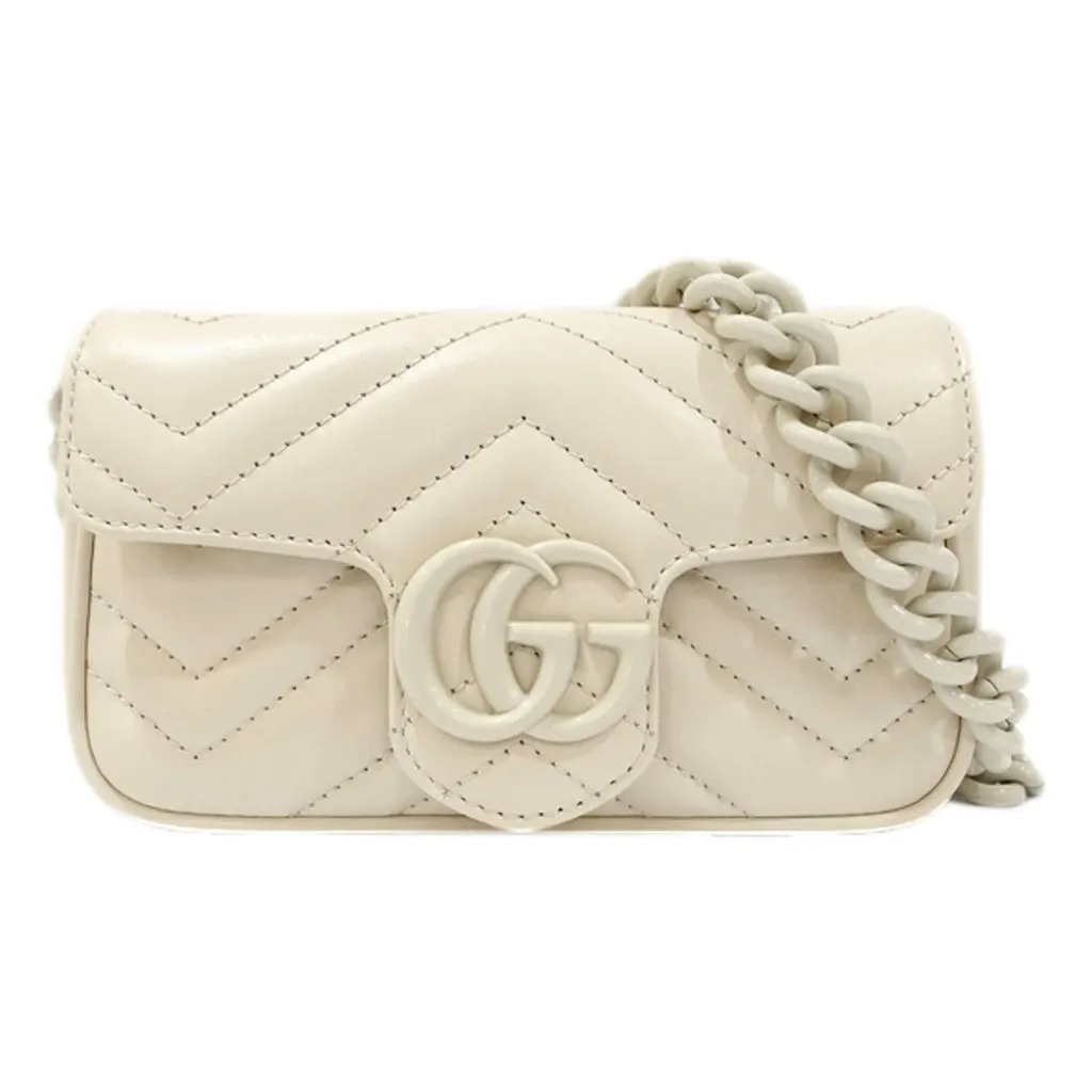 Gucci Marmont Leather Mini Monochrome White Belt Bag 80 White Leather Never worn - Front View