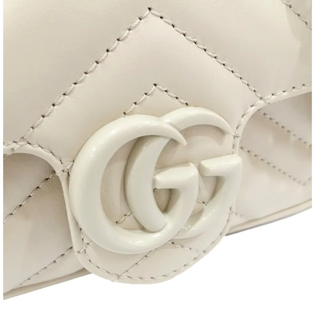Gucci Marmont Leather Mini Monochrome White Belt Bag 80 White Leather Never worn - Back View